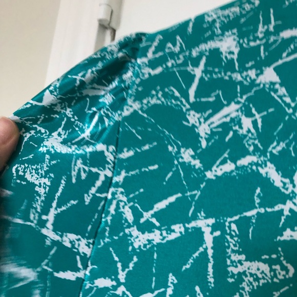 Vintage J.B. Too Teal Blue Green Patterned Midi Dress 18 Plus Size - Picture 7 of 11